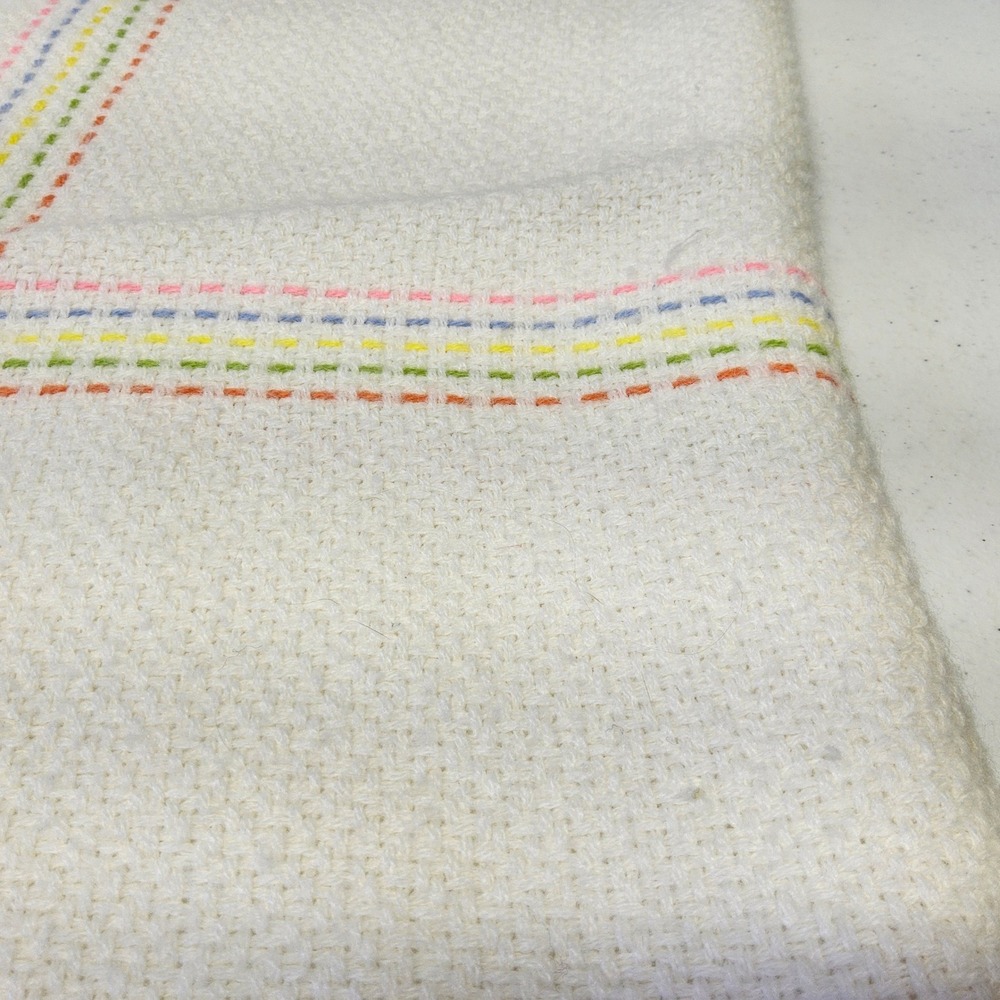 The Three Weavers Baby Blanket Kids OS White Vintage Handwoven Orlon Bear Plaid - Picture 13 of 16
